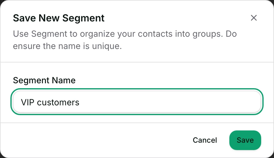 Save New Segment, naming the filter to reuse later.