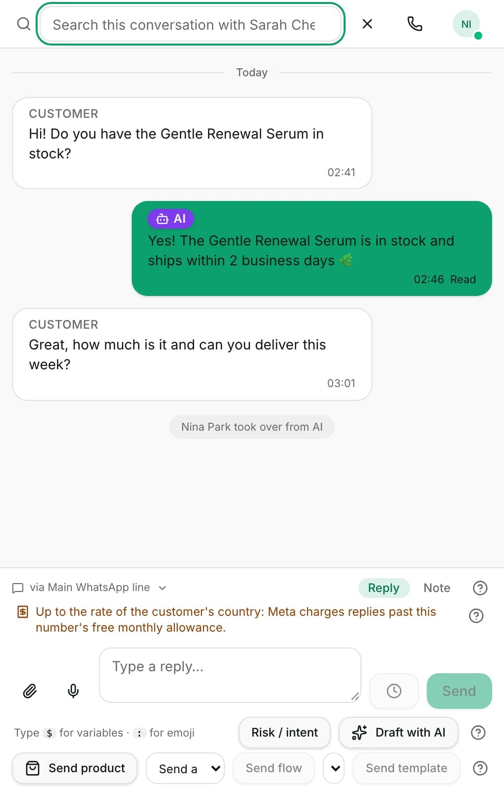 Search this conversation open, for finding a message by its words.